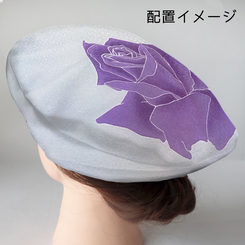 現代的な黒の蔦模様と薔薇柄の蝶袖ギャザー羽織・共生地帽子rikyuご相談画像