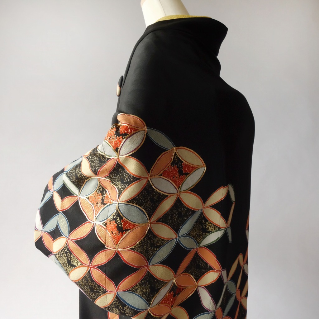 黒留袖リメイク/七宝つなぎのモモンガ着物羽織/セミオーダーメイド制作