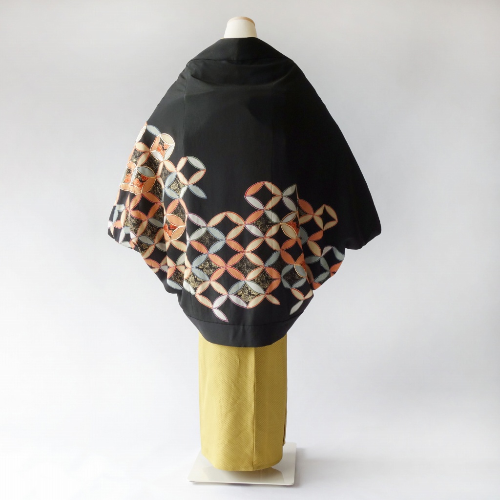 黒留袖リメイク/七宝つなぎのモモンガ着物羽織/セミオーダーメイド制作