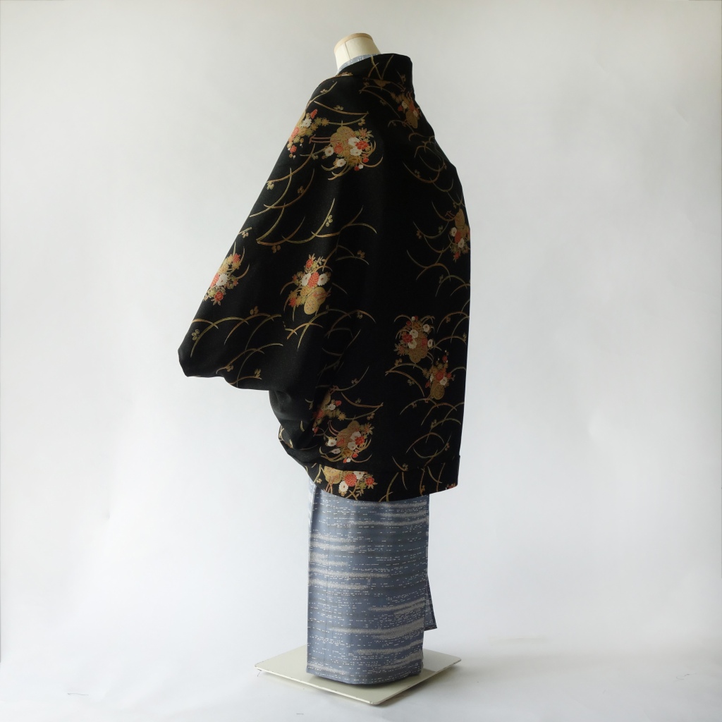 小紋とつがい鳥の両面モモンガ羽織