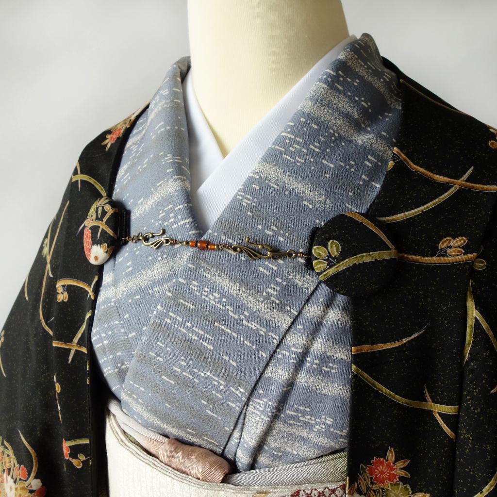 小紋とつがい鳥の両面モモンガ羽織