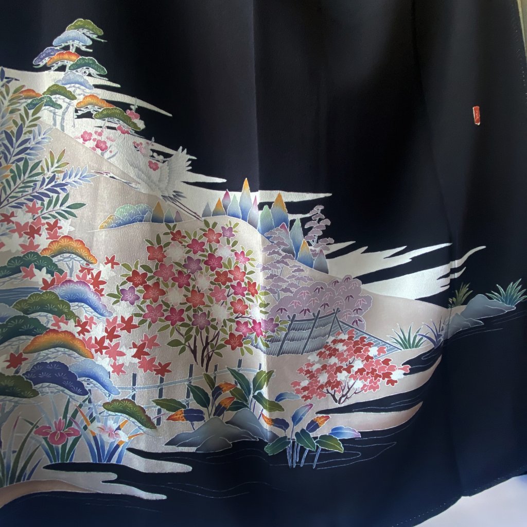 友禅花模様のモモンガKIMONO羽織